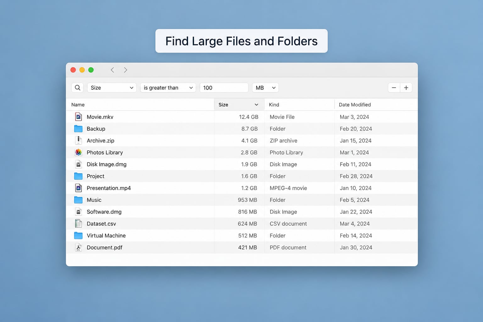 Find Large Files and Folders