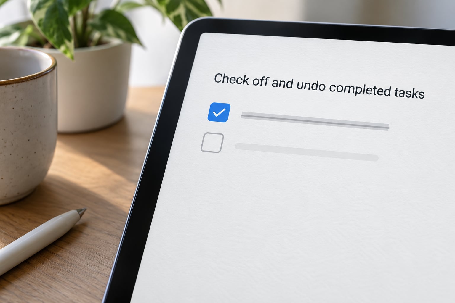 Check off and undo completed tasks