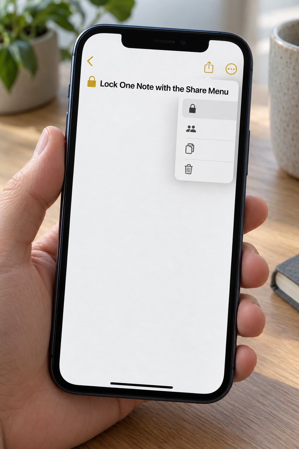 Lock One Note with the Share Menu