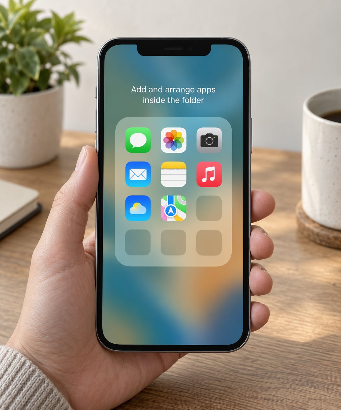 Add and arrange apps inside the folder