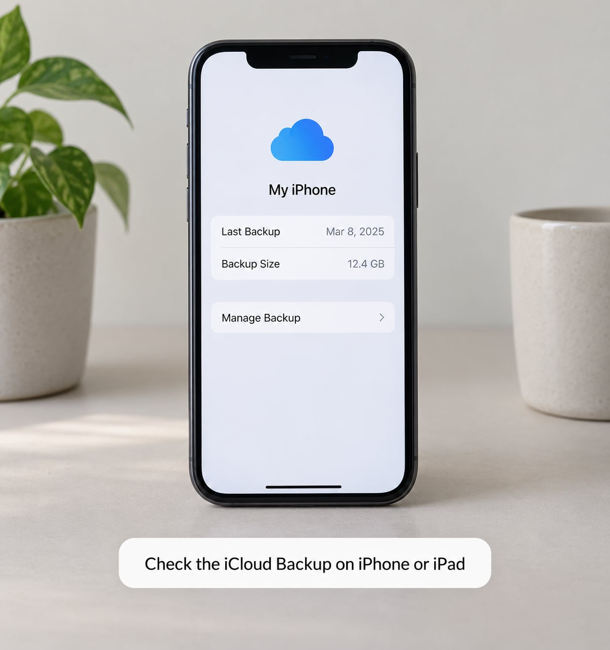 Check the iCloud Backup on iPhone or iPad
