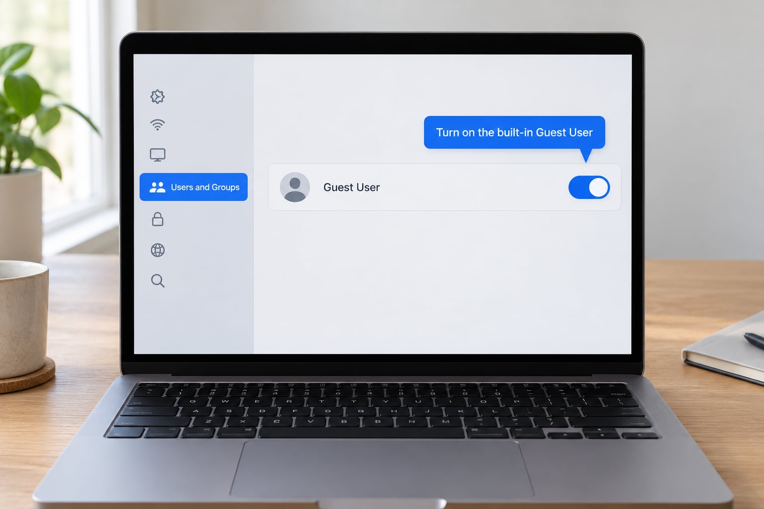 Turn on the built-in Guest User