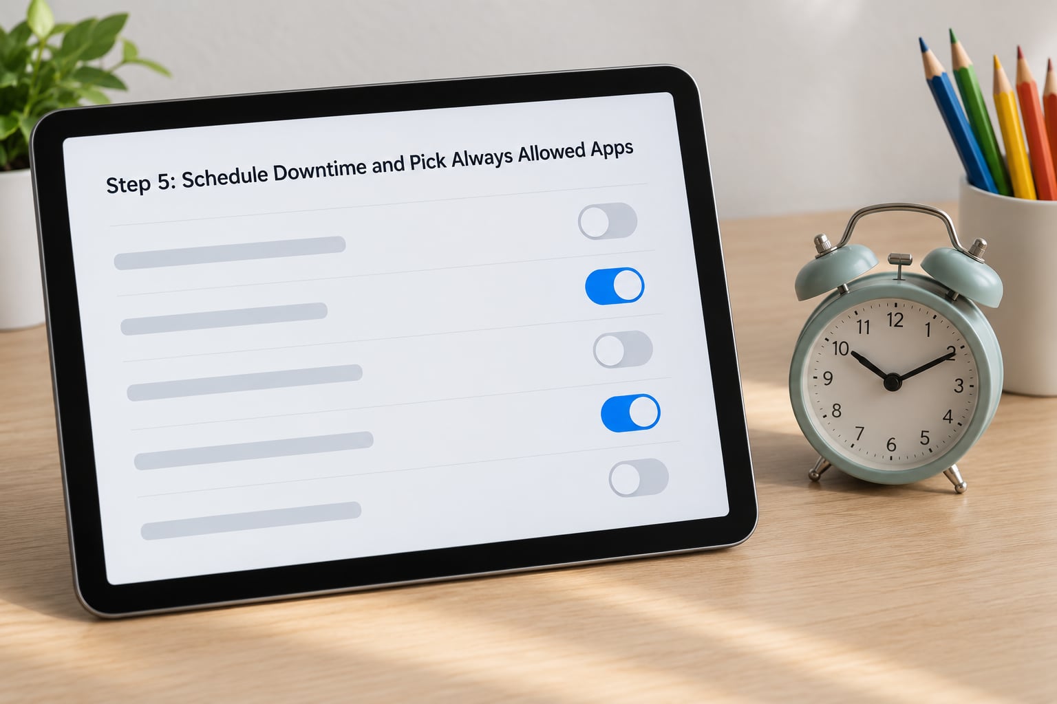 Step 5: Schedule Downtime and Pick Always Allowed Apps