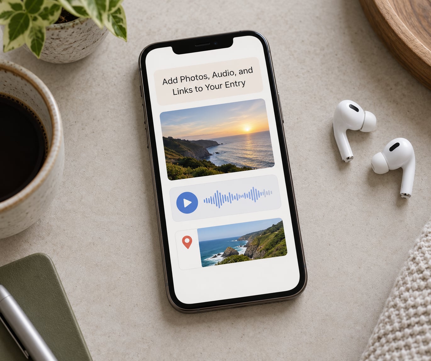 Add Photos, Audio, and Links to Your Entry
