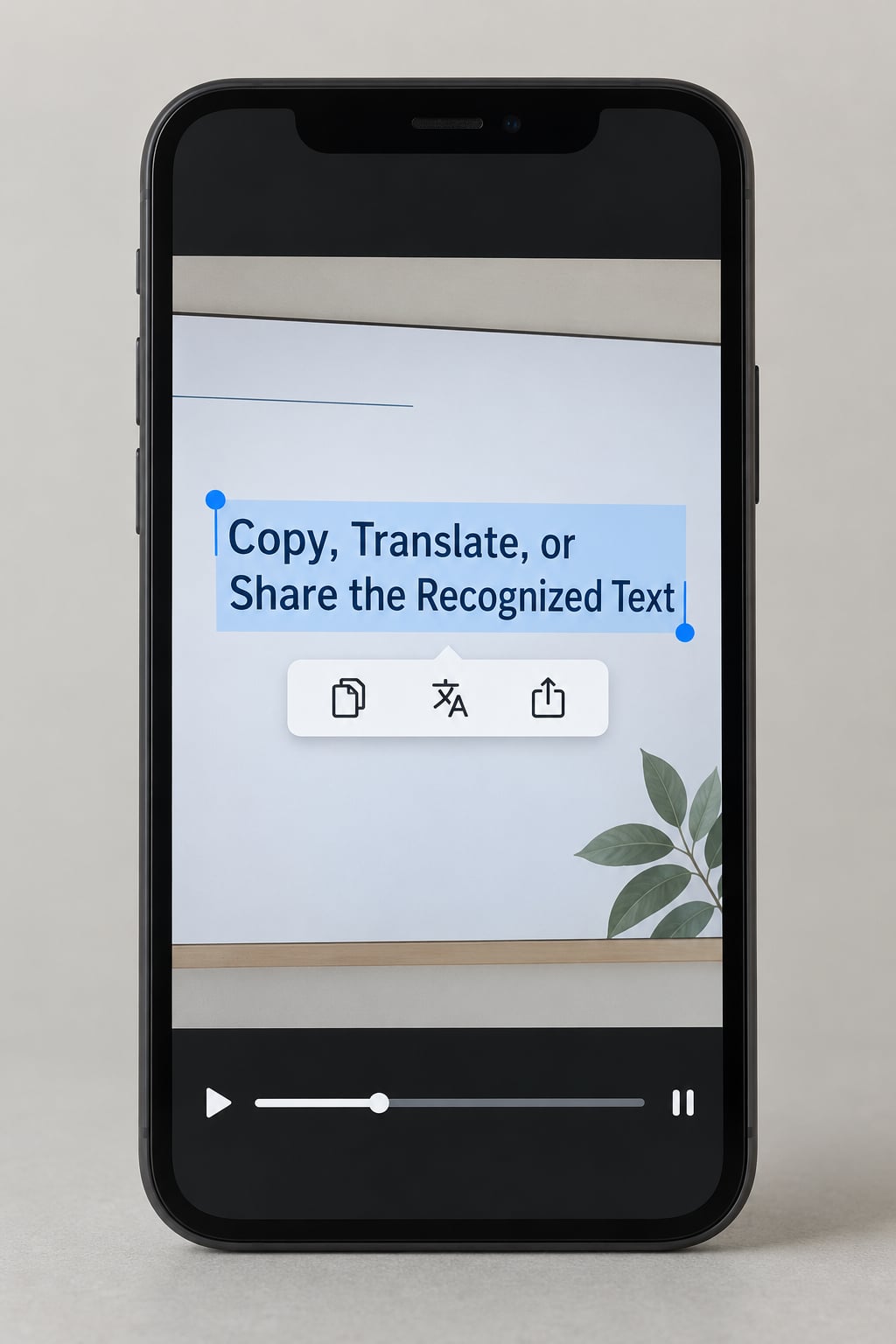 Copy, Translate, or Share the Recognized Text