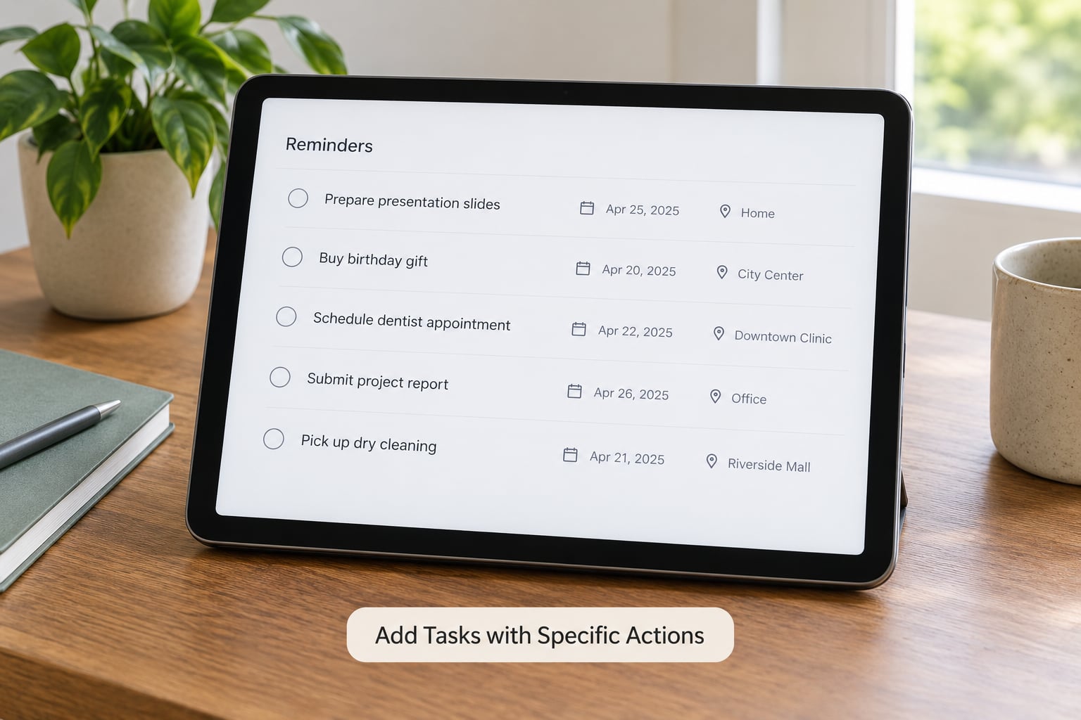 Add Tasks with Specific Actions